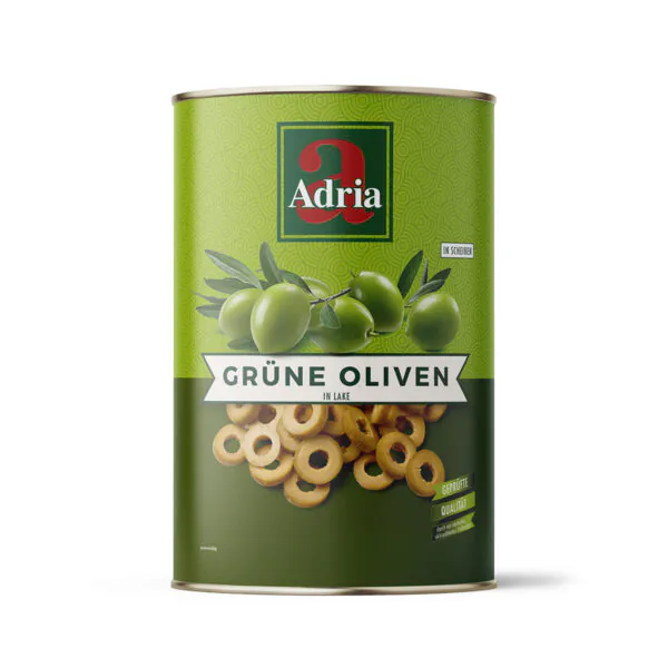 Oliven, grün in Scheiben